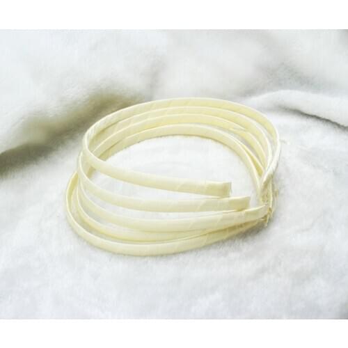 5pcs - Ivory Cream Satin Covered ribbon plastic Headband for girls -7mm Toddler/Girl Hair Accessories Supplies