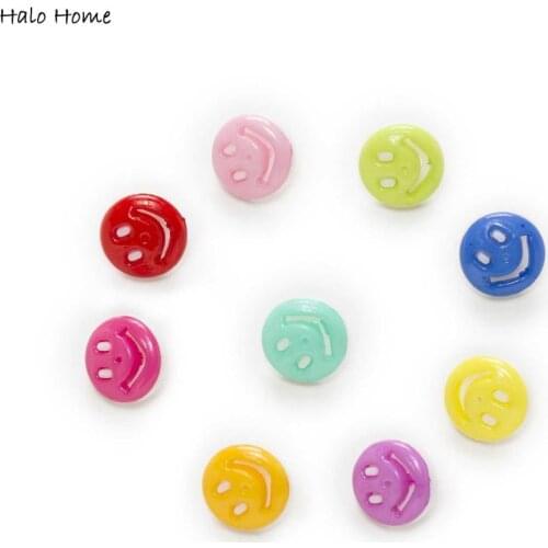 50pcs Smile Round Shank Resin Fabric Covered Buttons Home Sewing Scrapbooking Decor Clothing 13mm