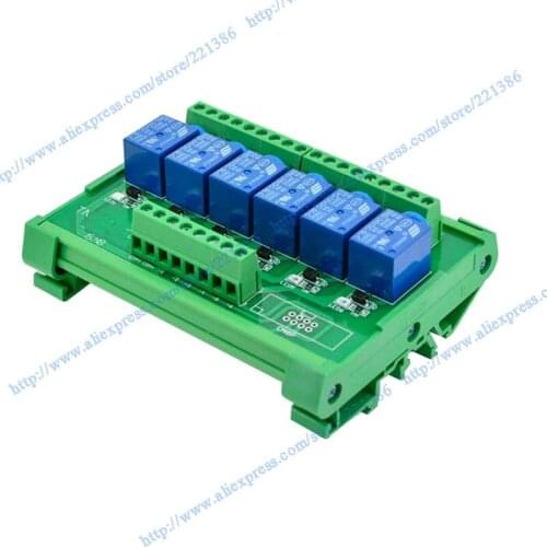 6 channels 3V 10A DIN rail mount Relay Module driver board output amplifier board PLC board Songle relay SRD-3VDC-SL-C PNP