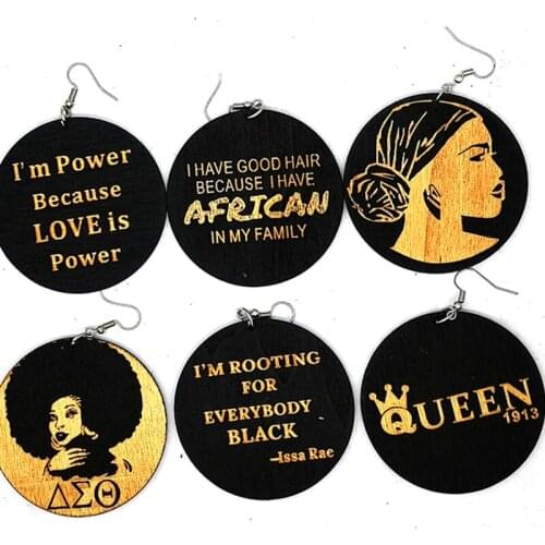 Free Shipping!Newest Engraved Black Wooden Earrings