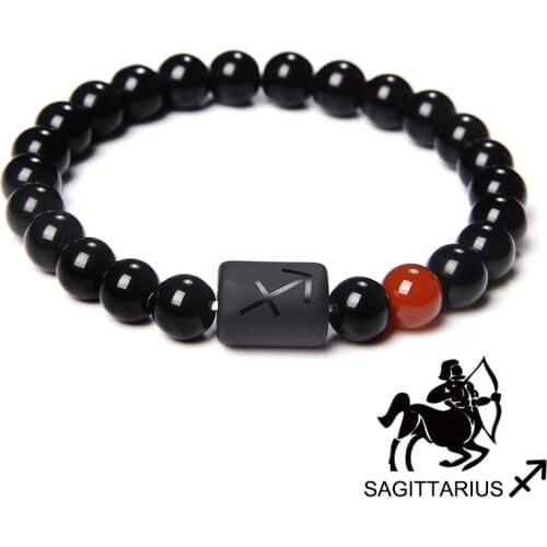 Sagittarius Sign Charm Bracelet Natural Stone 12 Zodiac Constellation Symbol Friendship True Love Brithday Exquisite Jewelry