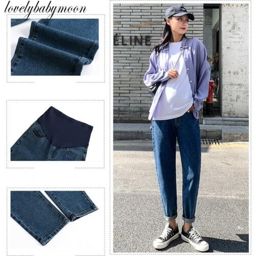 Pregnancy Abdominal Pants Boyfriend Jeans Maternity Pants For Pregnant Women Clothes High Waist Trousers Loose Denim Jeans