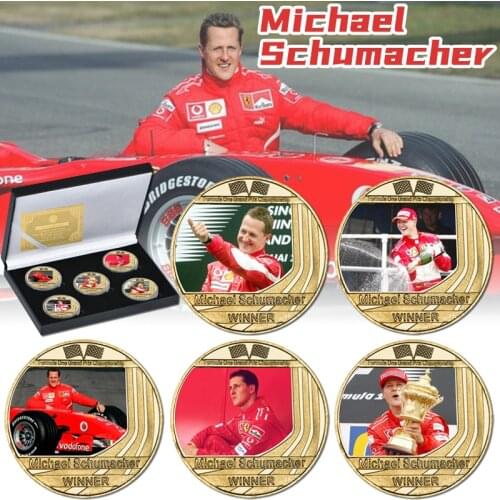 World Drivers' Champion Michael Schumacher Gold Plated Challenge Coins Sports Collectibles German Racing Driver Souvenir Gift
