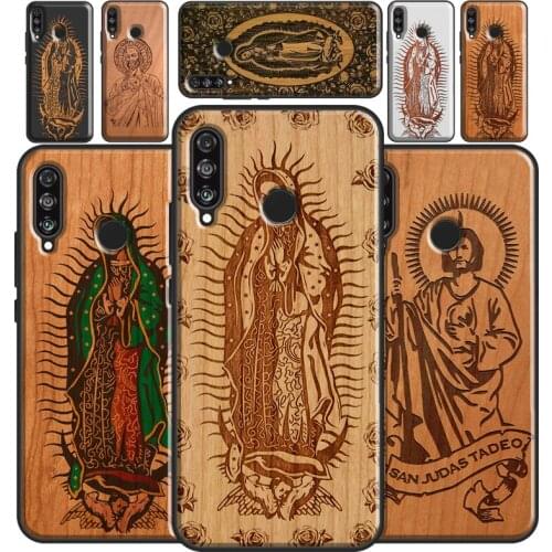 Guadalupe San Judas Wood Case For Huawei P30 Lite P20 P40 Pro Nova 5T P Smart Z 2019 2021 Honor 10 Lite 8X 9X Cover