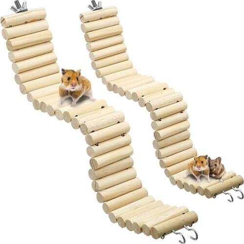 Wooden Parrot Bird Ladder Climbing Ropeway Hamster Toy Pet Training Round Boardwalk Parrot Boardwalk Parrot Toy Bird Toy Colored