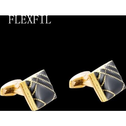 FLEXFIL Luxury shirt cufflinks for mens Brand cuff buttons cuff links gemelos Enameled metal wedding abotoaduras Jewelry