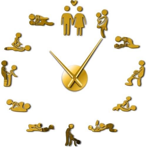 Bachelorette Game Sexy DIY Adult Room Decorative Giant Wall Clock Sex Love Position Adhesive Large Wallpaper Stickers Murals Art