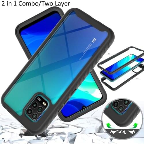 Combo Drop resistance Rugged Case For Xiaomi Mi 10 Lite Mi10 Lite Heavy Duty Defender Armor Shield Anti-Skid Clear Cover