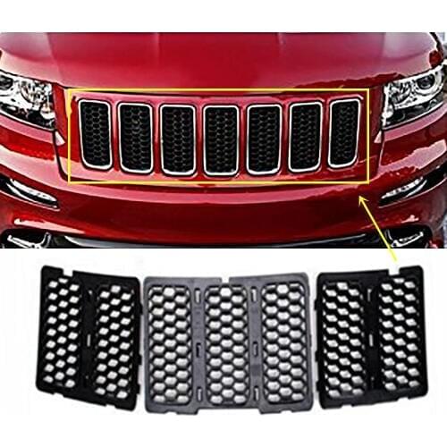 Fit for Jeep Grand Cherokee 2014 2015 2016 Front Grill Mesh Grille Inserts Cover Kit Black/Sliver Car Accessories