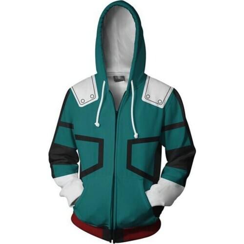Costume Boku no/My Hero Academia Hoodie Izuku Midoriya Hooded Sweatshirt Jacket Cosplay Coat Unisex Hoodie S-XXL