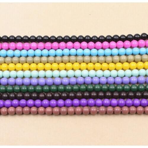 Round Candy Color Baking Paint Glass Loose Beads for Jewelry Making Accessories 3 4 6 8 10 12mm DIY Findings Multi Craft 15" A61