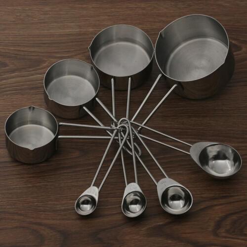 4pcs/lot 2 Styles 430 Stainless Steel Measuring Spoons Cups Measuring Set Tools Cooking Scoop Kitchen Coffee Baking OK 0417