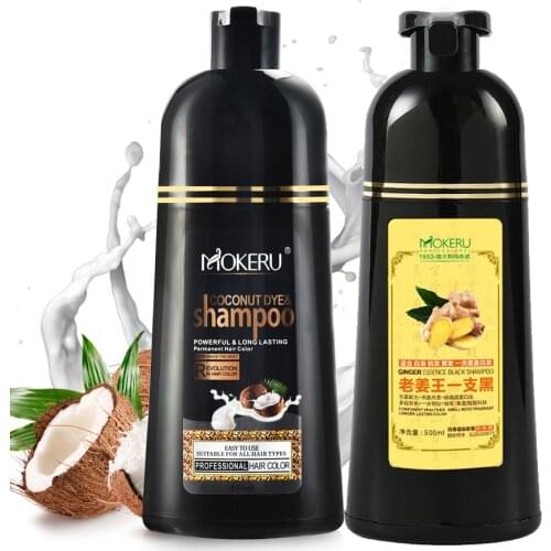 Mokeru 500ml 2pcs/Lot Permanent Coloring Shampoo Long Lasting Natural Hair Dye Shampoo For Covering Gray Hair Shampoo