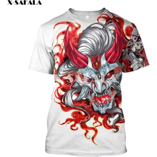 Samurai Mask Tattoo Art Armor Men 3D Full Print T-shirts Summer Fashion Short Sleeve Tee Harajuku Punk Style Women/Unisex-8