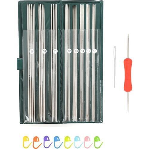 11Size 44pcs Straight Knitting Needles Hooks Set Stainless Steel Yarn Weave Kitting Needles Crochet Hook With Bag For Women Gift