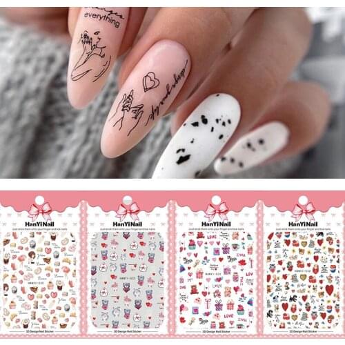 Love Heart Nail Sticker Nail Slider Manicure Nail Sliders Romantic Valentines Nail Decal Nails Art Decoration Manicure Tattoo