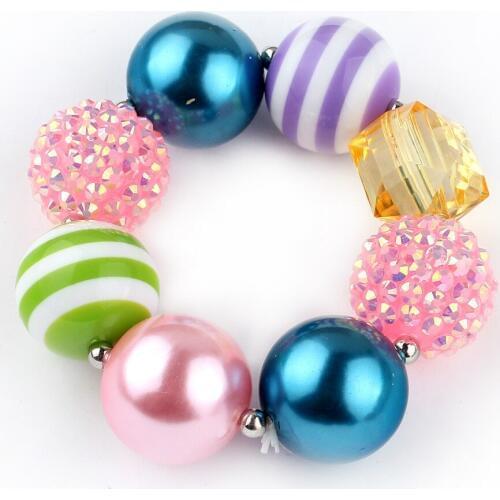 2020 New Fancy Dress Match Hand Bracelet For Girls Bubblegum Kids Jewelry Accessories Beaded Stretch Bangle Birthday Gift WXB1
