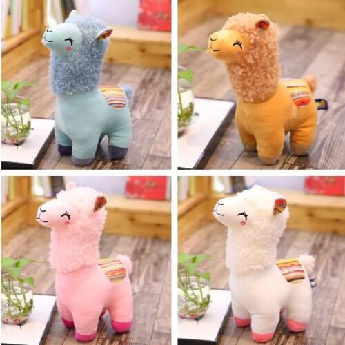 New 25cm Smile Stripe Alpaca Llama Plush Animals Toy Stuffed Doll Kids Toys Birthday Gifts 77HD