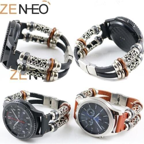 New Genuine Leather Strap for Samsung Gear S3 Frontier Classic Galaxy Watch 46mm Replacement Vintage Bracelet 22mm Watch Strap