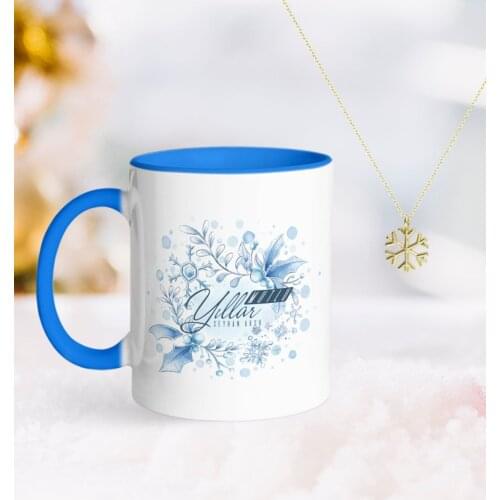 Personalized Christmas Happy Birthday Blue Mug and Snow Them Kolye-12