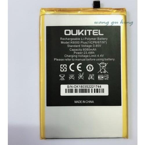 VBNM Replacement Battery For OUKITEL K6000 plus K6000plus Mobile phone Rechargeable Li-polymer Batteries 6080mAh In stock