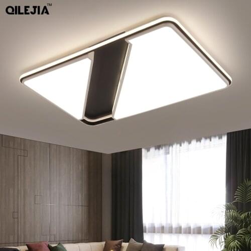 LED Ceiling Lamp with Remote Control Black and white lampshade round Square Chandelier Lighting for Living Room Bedroom Kitchen