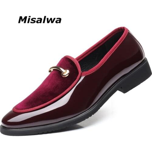 Misalwa Dropshipping Men Flats Red Blue Casual Pointy Slip-on Dress Shoes Lightweight Office Career Wedding Male Loafers Luxury