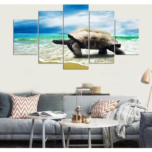 Framed The Family Decorates Print In The Oil Painting On Canvas Wall Art Modular Frame Picture Gift 5 Panel Tortoise