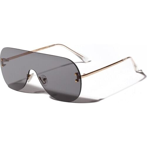 Veshion One Piece Sunglasses Women Clear Color 2020 Summer Fashion Rimless Sun Glasses for Men Oversize Metal Uv400 Red Orange