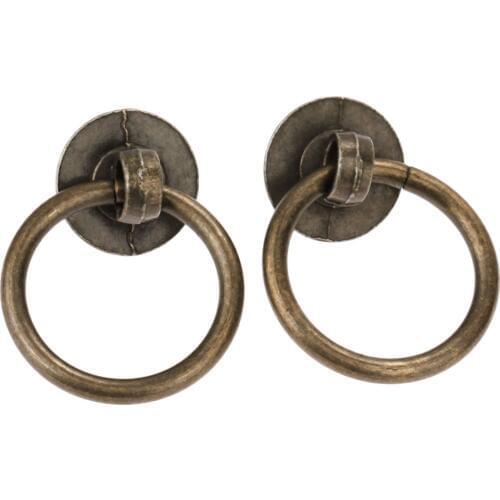2Pcs 40x30mm Vintage Alloy Cabinet Handles Furniture Knobs Kitchen Drawer Cupboard Chinese Ring Pull Handles For Wooden Box
