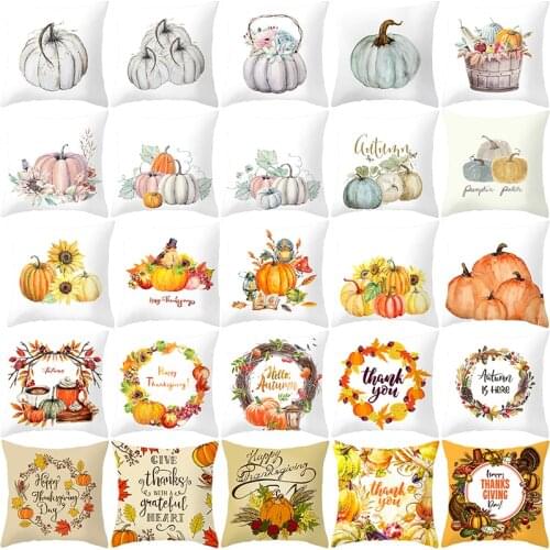 45*45 Thanksgiving Pillowcase Home Decor Cushion Cover Pumpkin Printing Polyester Case Seat Chair Throw Pillow Cover