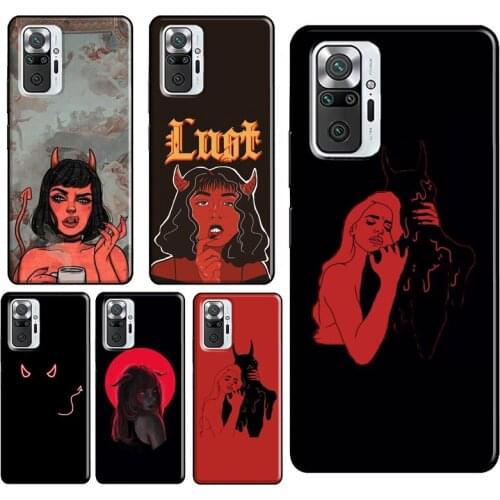 Aesthetic Devil Woman Case For Xiaomi Redmi Note 10 Pro 7 8 9 Pro Note 9S 8T Cover For Redmi 9 9A 9C 9T 7A 8A