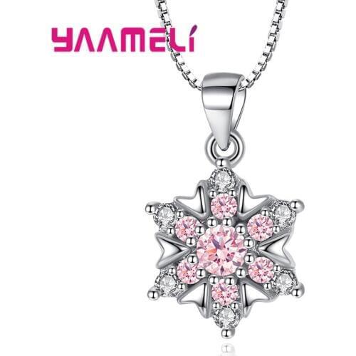 Sparkling Ice Flower Crystal Pendant Necklace for Mother Women Anniversary Gift Jewellery 925 Sterling Silver Excellent Jewelry