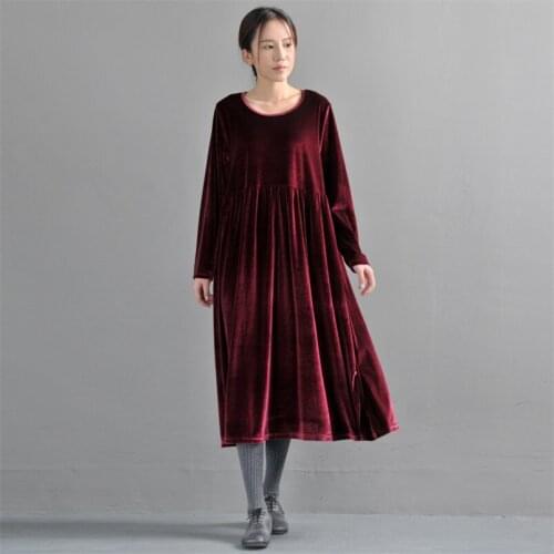 Women Solid Velvet Pleate Dress Autumn Winter 2020 Elegant Female Dress New Full Sleeve Slim Evening Party Dress Plus Size M-7XL