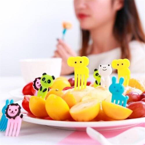 10Pcs Cute Mini Animal Farm Cartoon Food Picks Children Snack Cake Dessert Food Fruit Forks Lunch Bento Accessories Party Decor