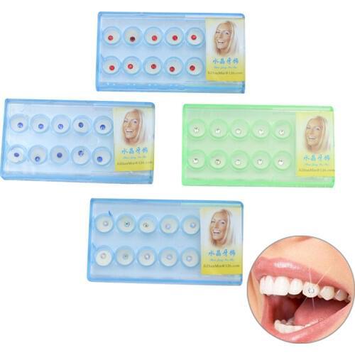 10pcs/pack Diamond Bur Dental Teeth Whitening Studs Denture Acrylic Teeth Crystal Ornament Oral Hygiene Tooth Decoration