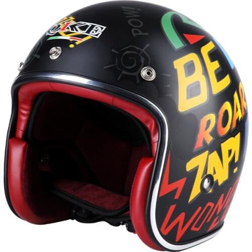 2021 New Funkey Graphics Design Open Face Motorcycle Helmets Vintage Retro Cruiser Chopper Bike Riding Safety Half Helmets