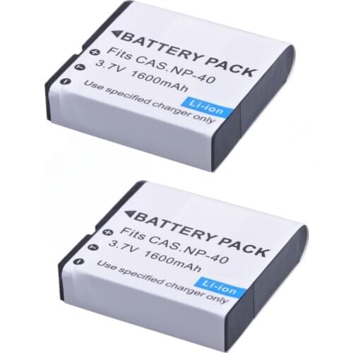 2x 1600mAh NP-40 NP40 Battery for Casio Exilim CNP-40, EX-Z600, Z1000, Z1050, Z1080, FC100, FC150, P505, P600 P700, NP 40 Battey