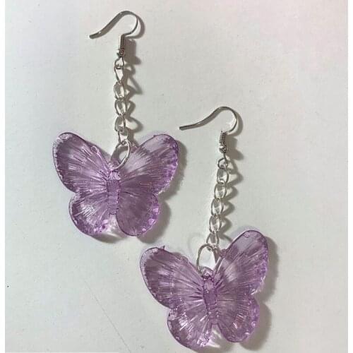 Boho Butterfly Acrylic Goth Stud Earrings 2021 Trend Piercing Jewelry Punk Cute Woman Earring Friends Hanging Earrings for Women