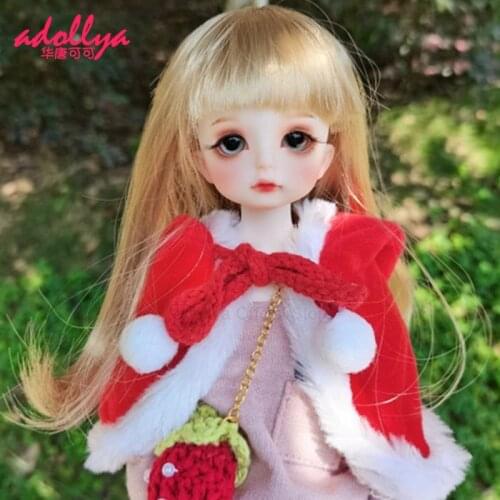 Adollya BJD Doll Accessories Red Coat Shawl Cloth Clothes for Doll Cloak Clothing Christmas Costumes Suitable for 1/4 1/6 Dolls