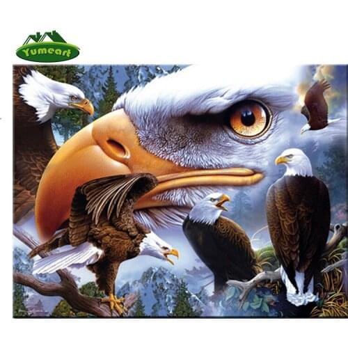 YUMEART Diamond Embroidery Eagle Family 5D Cross Stitch Kits Full Mosaic Kits Home Decoration Diamond Painting Technology Mosaic