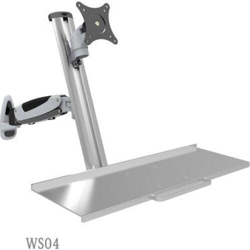 Wall Mount Aluminum Sit-stand Monitor+Keyboard Holder Gas Spring Arm Ergonomic Full Motion 15-27 inch LCD Monitor Mount Bracket