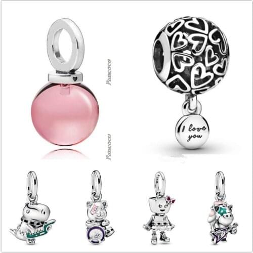 Authentic 925 Sterling Silver Red Enamel Bella Bot Punk Band Pendant Charm Bead Fit Pandora Bracelet & Necklace Jewelry