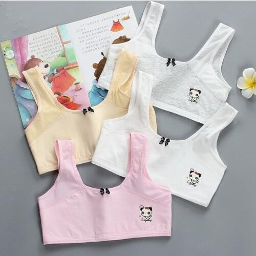 Girls bra development period pure cotton cartoon mesh breathable summer bra junior high school students children