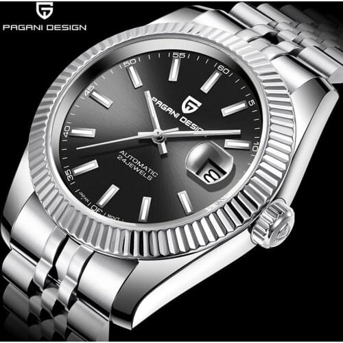 PAGANI DESIGN Luxury Brand Watch Men Classic Black Watch Stainless Steel Waterproof Automatic Mechanical Wristwatch Montre Homme
