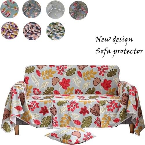 【New Sofa cover】 Flower print 1/2/3/4 seats Sofa slipcover Furniture protector Plaid Check L shape corner sofa couch
