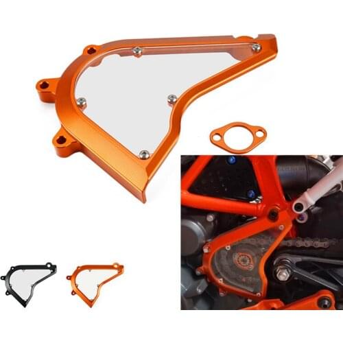 CNC Aluminum Transparent Case Saver Chain Guaud Cover Front Sprocket Guard Chain Cover For KTM Duke 390 2017-2019 Orange