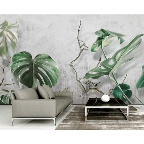 CJSIR Fotomural Personalizado Mural Mural 3d Plantas Verdes Monstera Ramas Forestales TV Fondo De La Pared Papel De Parede