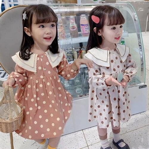 New Dots 100% Cotton Spring Summer Girls Dress Kids Teenagers Children Clothes Outwear Special Occasion Long Sleeve High Quality