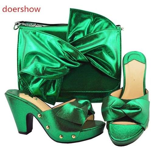 Doershow High Quality White African Designer Shoe And Bag Set To Match/ Italian Shoes With Matching Bags Set for wedding!Sbf1-48
